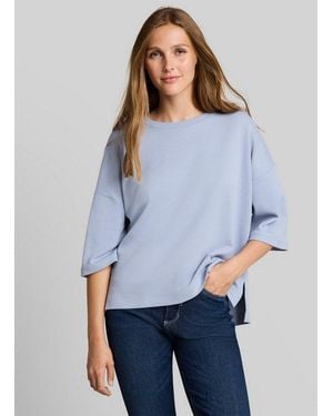 Tom Tailor T-Shirt T-Shirt (Im Einserpack) Boxy Fit T-Shirt - Blau