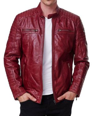 Tazzio Lederjacke 19709 Herren Echtleder Leder Jacke Im Biker-Look - Rot