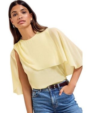 Friends Like These Kurzarmbluse Bluse Mit Cape-Lage (1-Tlg) - Natur