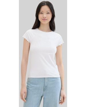 Tom Tailor T-Shirt T-Shirt (Im Einserpack) Slim Fit T-Shirt - Weiß