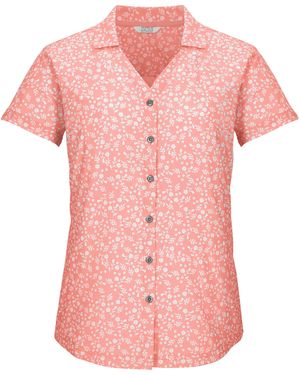 Killtec Funktionshemd KOS 86 WMN WVN SHRT Schnelltrocknende bluse mit floralem Print und Zierriegeln - Pink