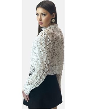 Elara Klassische Bluse Spitzenhemd (1-tlg) - Blau