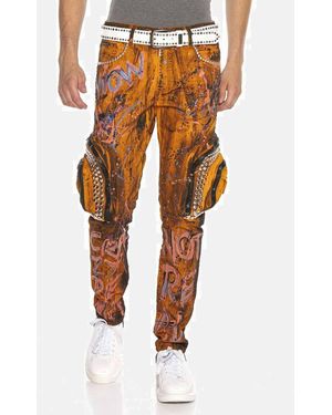 Cipo & Baxx Straight- DENIM bequeme Jeans in coolem Design, CD634 - Orange