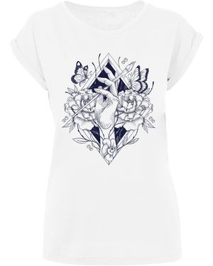Merchcode Ladies Frida Kahlo Hand T-Shirt (1-tlg) - Weiß
