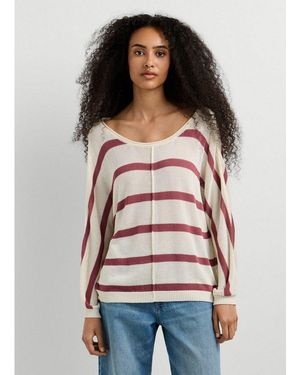 Pepe Jeans Strickpullover Alberta Im Streifen-Design, Locker Geschnitten - Rot