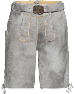 ALMSACH Trachtenlederhose Kurze Lederhose mit Gürtel - Grau