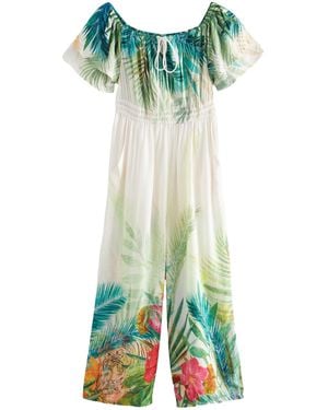 Next Schulterfreier Jumpsuit (1-tlg) - Grün