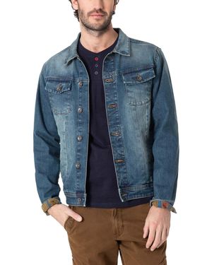 Timezone Outdoorjacke DENIM JACKET mit Stretch - Blau