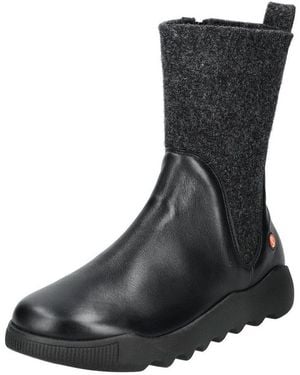 Softinos Stiefel Leder/Textil Stiefel - Schwarz