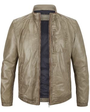 Milestone Lederjacke MSJumper aus feinem Lammleder Stehkragen mit Strickdetails - Grün
