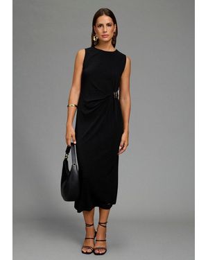 Laura Scott Abendkleid Mit Schmuck-Element Aus Weicher Stretchware, Figurbetonte Passform, Knöchelfrei - Schwarz