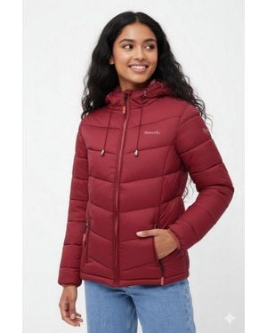 Bench Steppjacke Jiyra Leichte, Taillierte Übergangsjacke Mit Breiter Steppung Und Kapuze - Rot