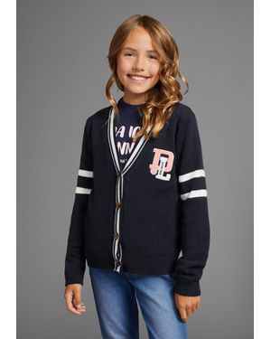 Delmao Strickjacke im Collegestyle mit Badge Trendiger Style für Mädchen - Grau