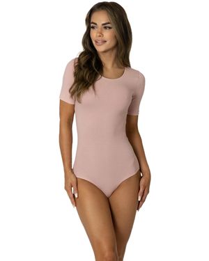 Alkato Kurzarmbody Kurzarm Bodysuit mit Rundhalsausschnitt - Mehrfarbig