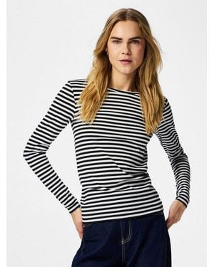 Pieces Langarmshirt Pclaya Ls Top Jrs Noos Materialmix, Regular Fit - Blau