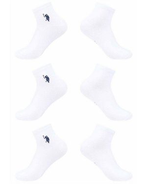 U.S. POLO ASSN. Socken Usoowen Quarter Socken 6Er Pack – Baumwollsocken Halbhoch Bequeme Socken Mit Elastischem Bund Und Logo - Weiß