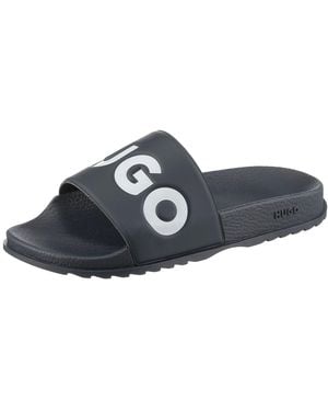 HUGO Match_It_Slid_Rblg_N Badepantolette, Sommerschuh, Poolslides, Schlappen, Mit -Logoschriftzug - Schwarz
