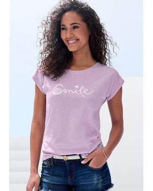 Beachtime Shirt mit Frontdruck "Smile" aus weicher Baumwoll-Qualität - Weiß