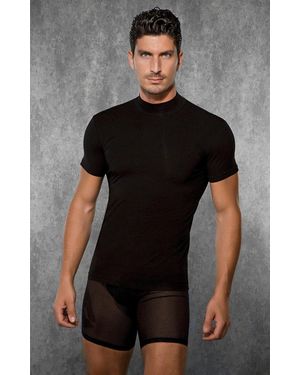 Doreanse Slim Fit T-Shirt mit Stehkragen 2730 - Schwarz
