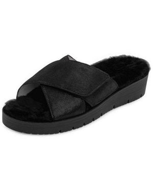 Vitaform Damen Pantoletten Samtziegenleder Pantolette - Schwarz