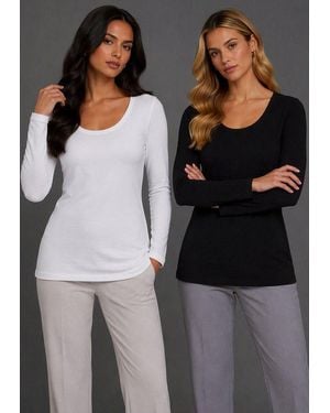 Flashlights Langarmshirt (2Er-Pack) Sehr Figurbetonter Schnitt, Rundhalsausschnitt, Aus 100% Baumwolle - Blau