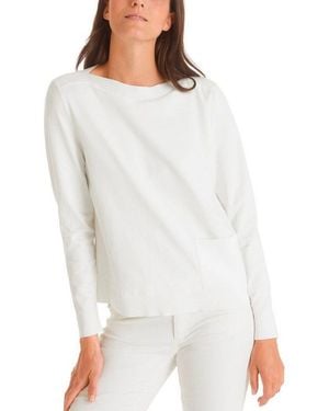 Marc Cain Rundhalspullover "Collection Essential" Premium Damenmode Pullover "Rethink Together" - Weiß
