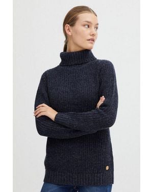 Oxmo Strickpullover Oxnanna Grobstrickpullover Mit Rollkragen - Blau