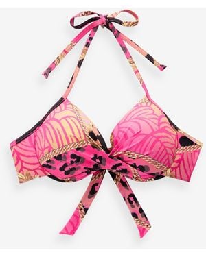 Next Stretch-Jeans Wattiertes Bikinioberteil mit Bügel und Neckholder (1-tlg) - Pink