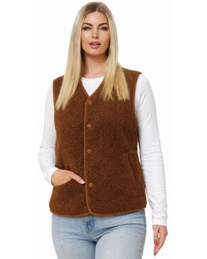 Worldclassca Fellimitatweste Teddy Weste Warm Kuschelig Kurz Herbst Winter Ärmellos Neue Kollektion - Braun