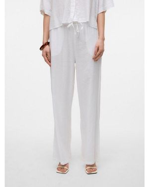Vero Moda Schlupfhose Vmlinn Linen Pants Wvn Noos Sommerhose, Mit Leinen - Weiß