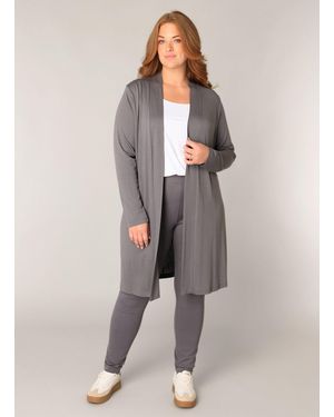 Base Level Curvy Longstrickjacke Figurumspielende, weiche Strickqualität - Grau