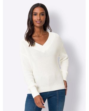 heine Strickpullover V-Ausschnitt-Pullover - Weiß