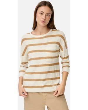 Camel Active Rundhalspullover mit 3/4-Ärmeln Dreiviertelarm Pullover_Strickpullover - Natur