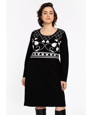 Yoek Midikleid Damen Kleid Mit Langarm Mit Langen Ärmeln - Schwarz