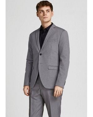 Jack & Jones Sakko Jprfranco Blazer Mit 2-Knopf-Form Und Extra Schmalem Schnitt Unifarben, Modisch, Slim Fit, Kunstfaser - Grau