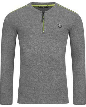 Redbridge Langarmshirt Reißverschluss Sportlicher Look mit figurbetonter Passform - Grau