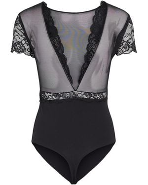 Pieces Shirtbody Sicca (1-tlg) Spitze - Schwarz