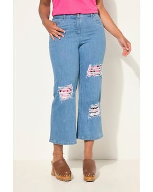Angel of Style 5-Pocket- Jeans weites Bein Destroy-Effekten Smiley - Blau