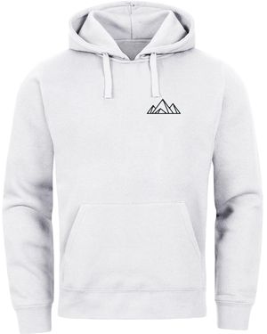 Neverless Hoodie Polygon Print Wandern Berg-Motiv Geometric - Weiß