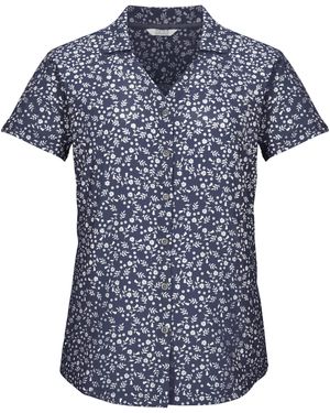 Killtec Funktionshemd KOS 86 WMN WVN SHRT Schnelltrocknende bluse mit floralem Print und Zierriegeln - Blau