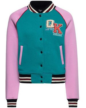 Queen Kerosin Collegejacke Lucky Cat (1-St) Mit Raglanärmel - Blau