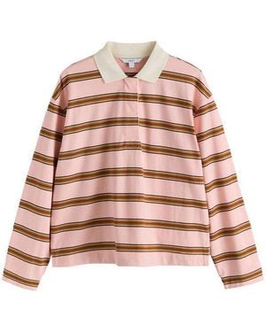Next Langarmshirt Langärmeliges Rugby-Poloshirt (1-Tlg) - Pink
