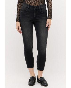 ANGELS Slim-Fit-Jeans Ornella Seam Slim Fit Passform, Aus Baumwollmischung, Mit 1-Knopf-Form - Schwarz