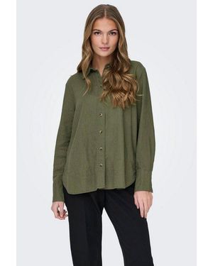 Jdy Hemdbluse Say L/S Linen Loose Shirt Wvn Noos - Grün