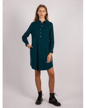 VICCI Germany Strickkleid Cordkleid mit Hemdblusenkragen - Blau
