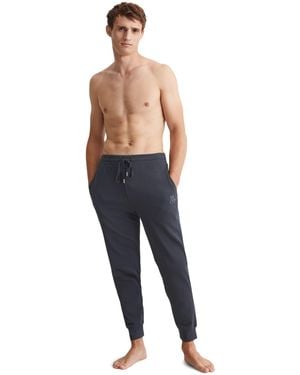 Marc O' Polo Pyjamahose Heavy Jersey mit dezentem Logodruck - Blau