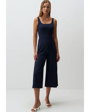 Jimmy Key Klassisch Jumpsuit mit quadratischem Ausschnitt Träger - Blau