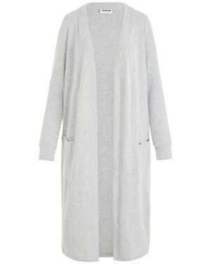 Noisy May Cardigan Langarm Cardigan Mit Vordertaschen Für Damen Normal Fit Ohne Kragen Unifarben Elastisch Casual-Style - Weiß