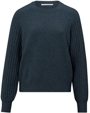 Yaya Strickpullover Rib Mixed Sweater - Blau