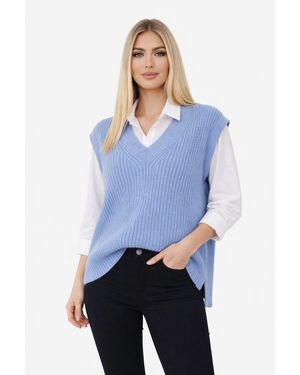 Worldclassca Pullunder Strickpullunder mit Bluseneinsatz 2 in 1 Fashion Neue Kollektion - Blau